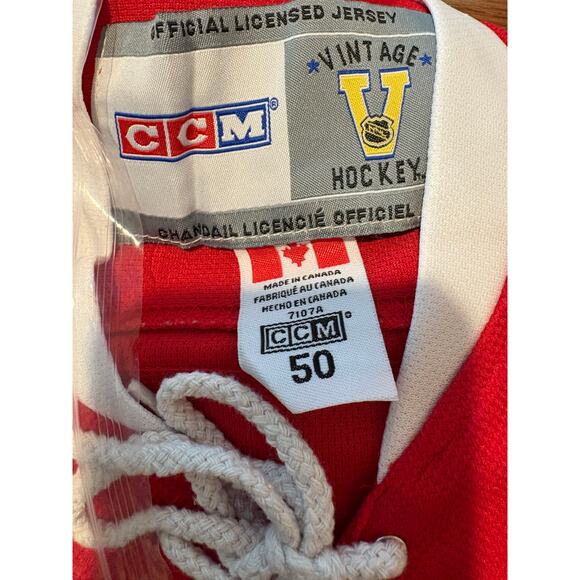 Vintage CCM Montreal Canadiens Jean Beliveau Hockey Jersey Size 50 Large Red - Picture 7 of 10